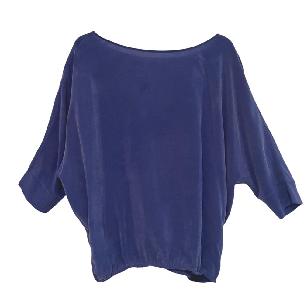 Open back silk blouse with elastic waist 💜